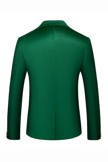 Green Peak Lapel Slim Fit One Button Men's Formal Blazer